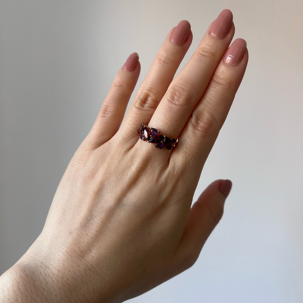 NWT 10K Gold Red Garnet & Amethyst Gemstones Ring - Picture 4 of 8